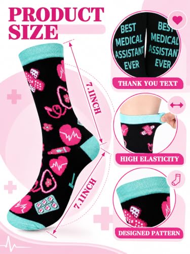 3 Pairs Pastor/ MA/ Boss Socks with Sayings, Gift with Box for Men Women - style: Medical Assistant