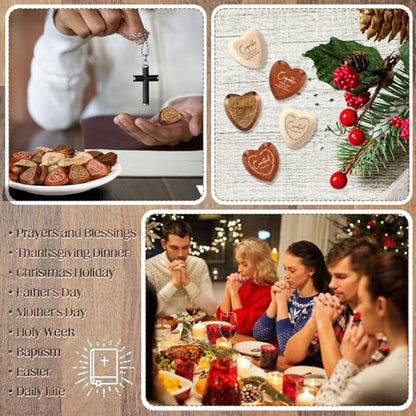 Geelin 36 Pcs Christian Gifts Bulk Wooden Hearts, Natural‌,Brown,Dark Brown - color: Natural‌,brown,dark Brown