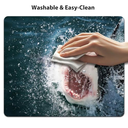 Shark Mouse Pad, Wild Animal in The Sea Attacking Scary Print Mat for Desk - color: Cute Colorful Art Rec31