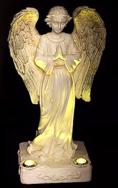 Praying Angel Solar Powered Yellow LED Outdoor Decor Garden Light