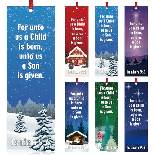 Dispowreath 60 Pcs Christmas Isaiah 9: 6 Religious Christian Bookmarks Church Bookmarks Gift for Teens Men Women Church Home Party Favors - style: Christmas Isaiah 9:6
