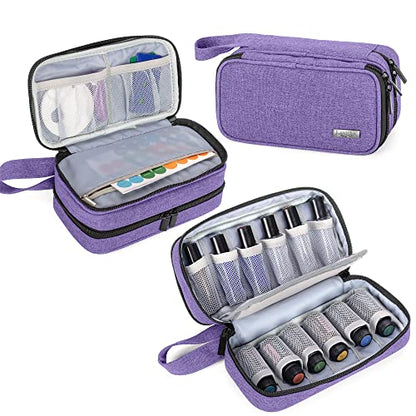 LUXJA Double-Layer Essential Oil Case Holds 12 Bottles, Purple - color: Purple