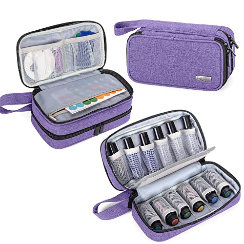 LUXJA Double-Layer Essential Oil Case Holds 12 Bottles, Purple - color: Purple