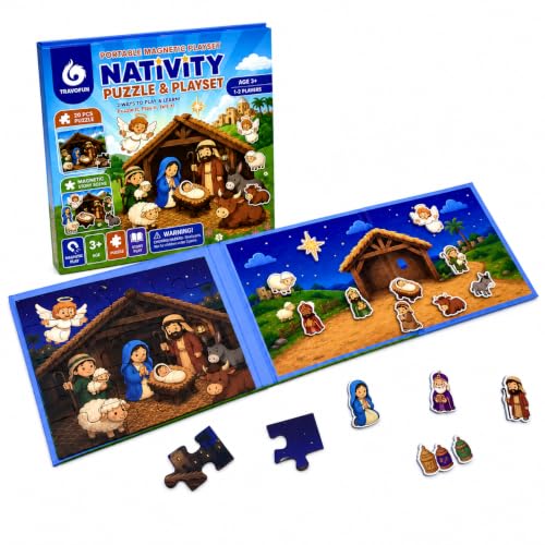Travofun 20-Piece Magnetic Nativity Puzzle & Playset, Bible Story, Ages 3-6 - style: Nativity (Puzzle + Story Play)