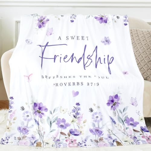Friendship Gifts Blanket Throw 60X50 Friend Birthday Gift for Women - color: Purple-friendship, size: 50*60