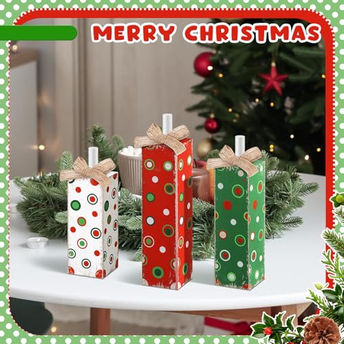 Cinnvoice 3 Pcs Christmas Table Decorations for Home, Polka Dot - style: Red Green Style