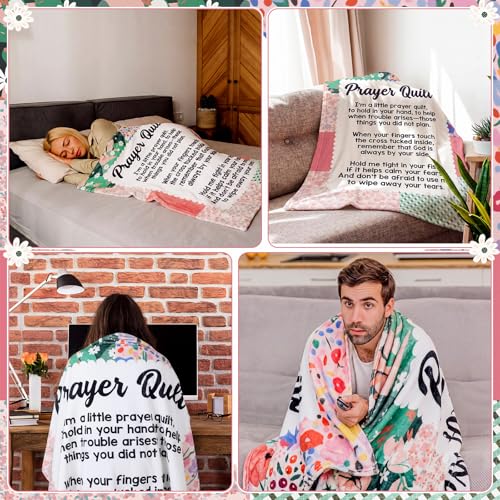 Prayer Quilt Christian Gifts for Women Blanket 60" x 50", Prayer Quilt