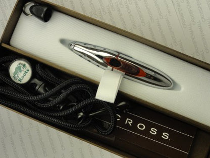 Cross Made in the USA Red Metal Ion Gel Ink Rollerball Pen with Key Clip and Lanyard. Roots Engraved on side
