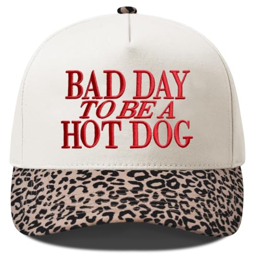 Put It On My Husband's Tab Funny Trucker Hats Women Vintage Adjustable Baseball Cap Embroidery Fashion Trucker Hat - color: Bad Day to Be a Hot Dog - Small Leopard Print
