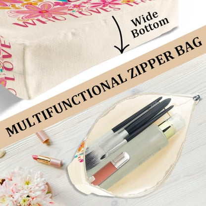 jeilink Jesus Bible Bow Religious Christian Gifts for Women Tote Bag Cosmetic Bag for Birthday Work Friendship Christmas