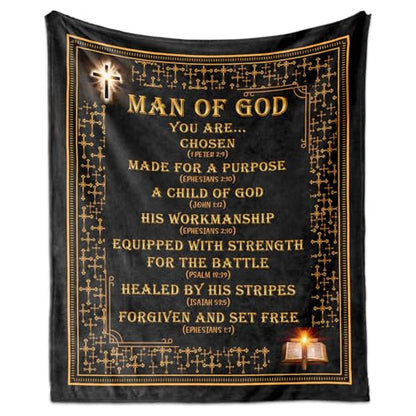Christian Gifts Blanket 60"x50" Man of God Gift for Men - color: Christian