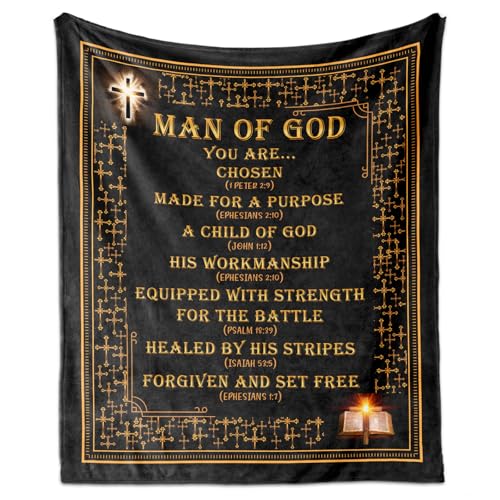 Christian Gifts Blanket 60"x50" Man of God Gift for Men - color: Christian