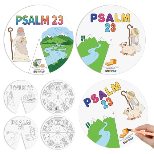 Glenmal 24 Pack Psalm 23 Prayer Wheel Coloring Craft Kits, 9" DIY - style: Psalm 23