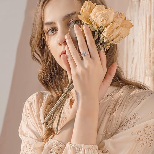 DAOCHONG Cross Rings for Women 925 Sterling Silver Faith Cross Purity Ring