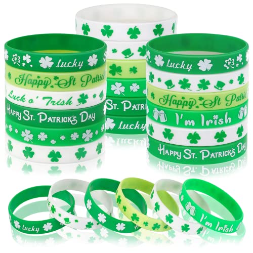 42pcs St. Patrick's Day Silicone Bracelets, Green Shamrock Rubber Wristband - style: St. Patrick's Day Style