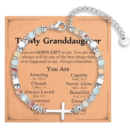 Christian Gifts for Women Girls, Religious Cross Bracelet - color: Granddaughter