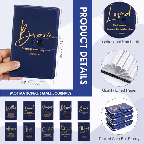 Spakon 10 Sets Christian Notebook with Pen Set, Bible Verse, Blue - color: Blue, size: Bible Verse