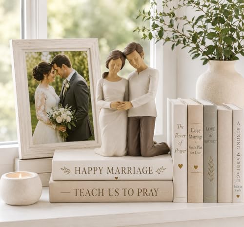 Husband & Wife Praying Couple Kneeling Statue Sculpture, Couples Gift Ideas, Wedding Engagement Gifts, Home Office Decor - color: Color
