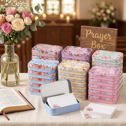 Rtteri 12 Pcs Prayer Boxes with Cards Christian Women Gifts, Bright Floral - style: Bright Floral