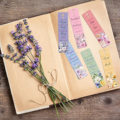 120 Pieces Bible Verses Bookmarks with Hollow Cross for Women Scripture Bookmarks Christian Book Markers for Women Men Church Gifts Supplies (Flower) - style: Flower