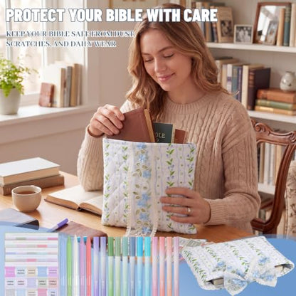 Sadnyy Quilted Bow Bible Cover for Women,lace - color: Lace