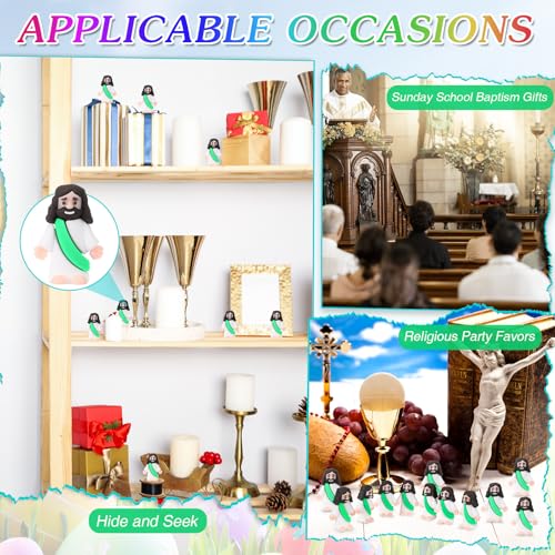 Bememo 25Pcs Mini Jesus Figure for Religious Favor,Green - color: Green