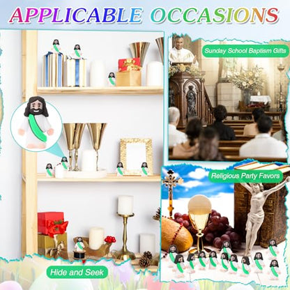 Bememo 25Pcs Mini Jesus Figure for Religious Favor,Green - color: Green