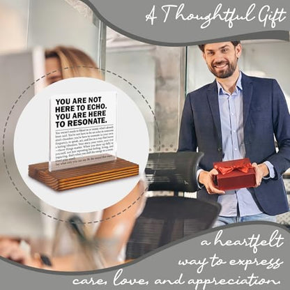 Inspirational Office Desk Sign for Coworker Employee Friend, You Are Here to Resonate Motivational Acrylic Plaque, Positive Mindset Decor Gift for Women Men EC421 - style: Coworker Employee Friend