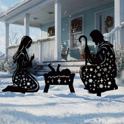 Metal Nativity Scene Outdoor Christmas Nativity Yard Garden Stakes