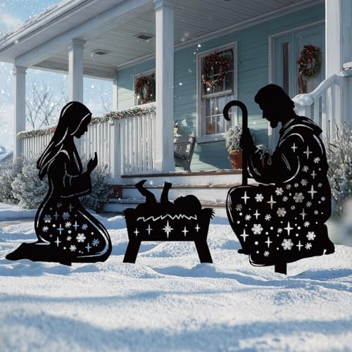 Metal Nativity Scene Outdoor Christmas Nativity Yard Garden Stakes