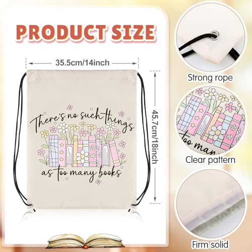 Bulyoou 24 Pcs Book Lover Drawstring Backpack Reading Books Gift Drawstring Bags Large Read Reusable String Bag for Book Club Librarian Bookish Teacher Reward Supplies Gifts - style: Book Lover