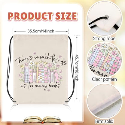 Bulyoou 24 Pcs Book Lover Drawstring Backpack Reading Books Gift Drawstring Bags Large Read Reusable String Bag for Book Club Librarian Bookish Teacher Reward Supplies Gifts - style: Book Lover