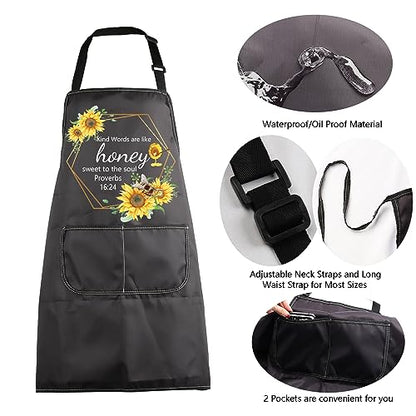 MBMSO Christian Aprons Proverbs 16:24 Religious Gifts Bible Verse Apron with Pockets Kind Words Are Like Honey Biblical apron