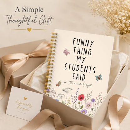 JMICTUB Wildflower Teacher Spiral Notebook 5.5x8.3, Thank You Teacher Appreciation Gifts, Things I'll Never Forget Hardcover Lined Journal - color: Spiral notebook-06