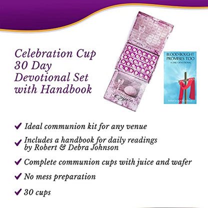 Celebration Cup, Grape Juice and Wafer Communion Cups Set With a 30-Day Devotional, Pack of 30