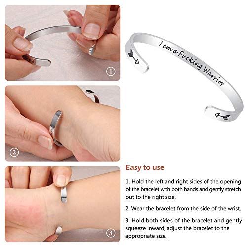 Fesciory Inspirational Bracelets for Women, Stainless Steel Cuff Bangle - color: Silver
