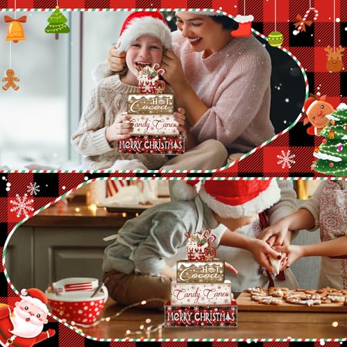 Britimes Tiered Tray Decor Set, 4 Pack, Wooden Table Sign, Hot Cocoa - style: Hot Cocoa