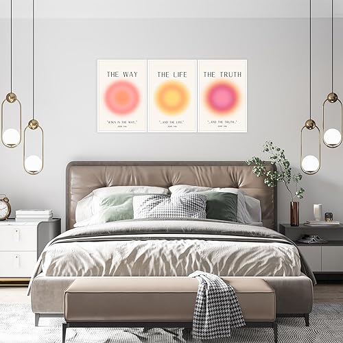KFDJIG Jesus Poster Set of 3,Jesus Is The Way and The Truth and The Life Bible Verse Canvas Wall Art Religious Christian Minimalist Prints Inspirational Decor for Bedroom Living Room 12x16in Unframed - color: Black 01 Unframed, size: 12"L x 16"W
