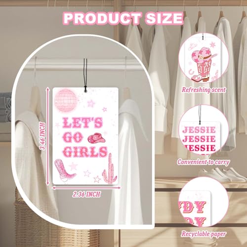 Car Air Fresheners for Women 4Pcs,Pink Western Auto Decor,Cowgirl Car Accessories for Women,Cute Hanging Car Freshies,Retro Cowboy Boots Car Decor,Girly Rearview Mirror Decor - color: cowgirl