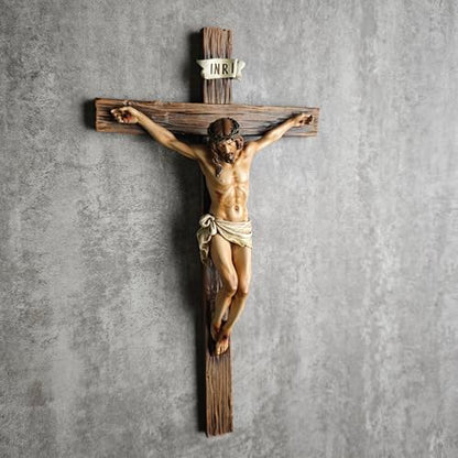 BC Catholic Crucifix Wall Cross, 10"H Jesus Wall Art - size: 10"L x 5.4"W