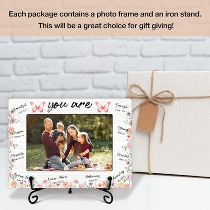 Christian Picture Frame, Inspirational Scripture Picture Frame, Wooden Photo Frame With Stand, Religious Gifts for Family Friends Coworker, 4x6 Photo Frame Home Office Desktop Display Decorations -11 - style: Christian -B