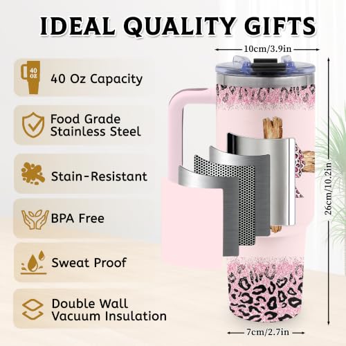 Christian Gifts for Women, 40oz Tumble with Handle & Straw for Girls - color: Pink-ChristSZJ