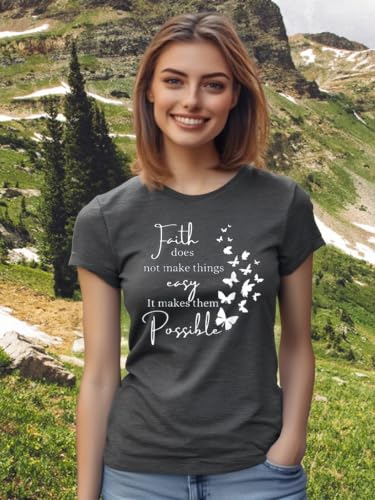 Christian Jesus Faith T Shirts for Women - color: Gray5, size: Medium