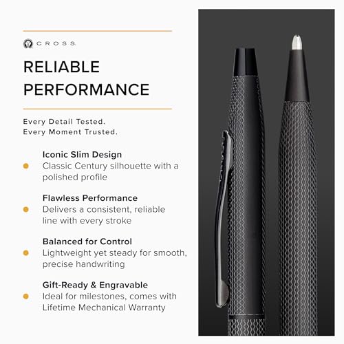 Cross Classic Century Brushed Black Ballpoint Pen, Medium Point, Black Ink - color: Brushed Black