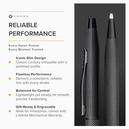 Cross Classic Century Brushed Black Ballpoint Pen, Medium Point, Black Ink - color: Brushed Black