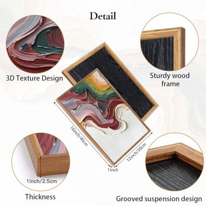 CHDITB 3D Textured Abstract Wave Framed Wall Art, Flowing Ribbon Painting - color: 3d Wave