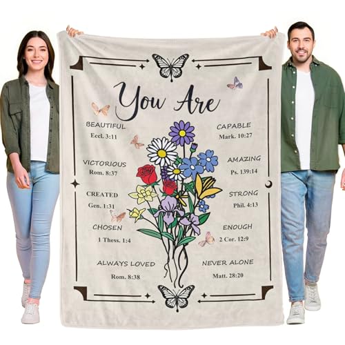 Christian Gifts for Women, Cozy Throw Blanket with Flowers and Bible Verse, Soft Flannel Spiritual Catholic Blanket for Couch, Chair Bed Home Halloween Decor,30"x 40" - color: Christian Blanket 5, size: 30"x40"