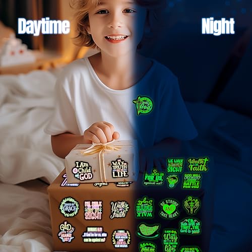 51 Pcs Glow in The Dark Neon Christian Bible Stickers for Kids, Jesus Christ Faith Vinyl Waterproof Water Bottle Laptop Decals, Teens Adults Religious Christianity Christmas Easter Thanksgiving - color: Jesus-ls017