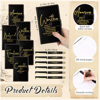 Potchen 18 Pcs Christian Church Gift 13oz Coffee Mug Journal Pen, Black - color: Retro Black, size: Bible