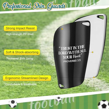 Soccer Shin Guards for Youth Adults, Christian Shin Pads Set with Sleeves and Long Soccer Socks Bible Verse Religious Football Pads for Youth Sport Game Protective Equipment - size: Large, style: Lord